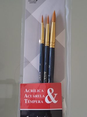 Pincel profesional Artist. Set nº9. Conjunto de 3 pinceles redondos grosor medio
