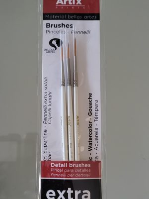 Pincel profesional Artist. Set nº8. Conjunto de 3 pinceles pelo largo