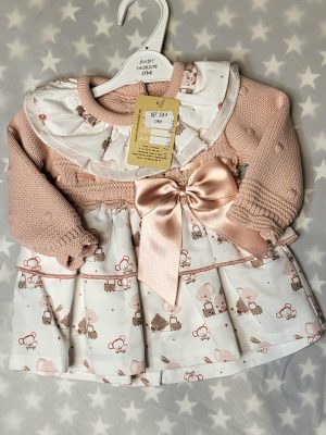 Vestido baby fashion rosa y blanco Talla 1 mes